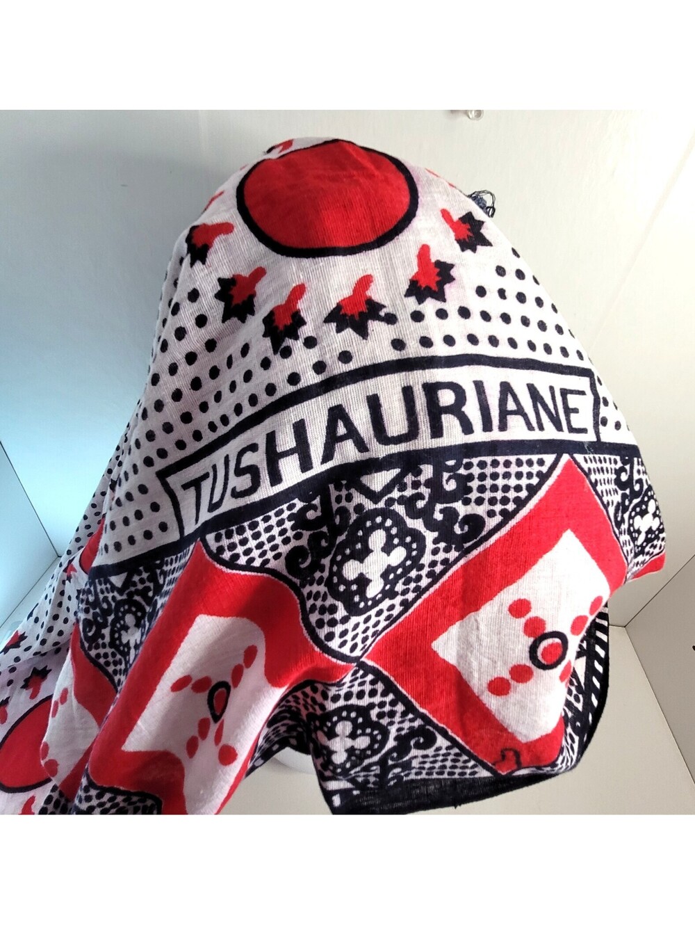 African Kanga Khanga Tushauriane Swahili Cloth Wrap Scarf Red & Black 61x42